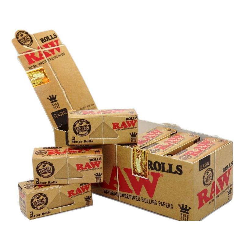 Papel de Fumar Raw Rolls Classic ( 12 Rollos de 3m) - Imagen 1